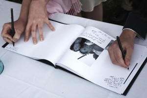 Pictoral Guest Book with Photos telling Brides/Groom's Story.